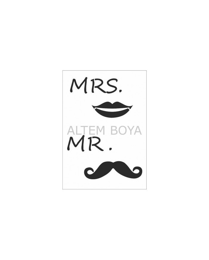 Mr.& Mrs. Yazılı Stencıl A4 21*29 cm