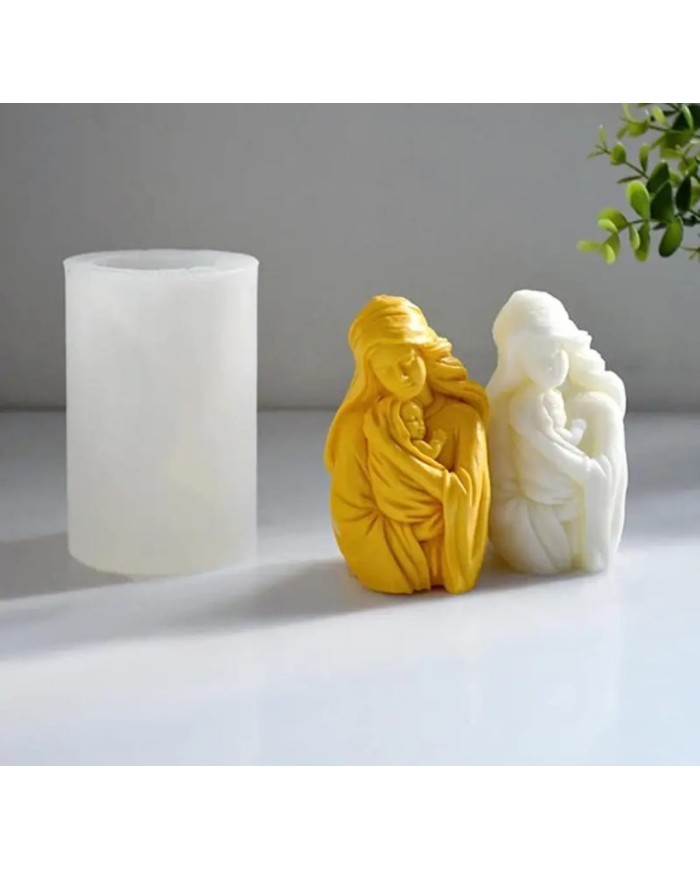 Bakire Mary İsa Anne Bebek Mum Silikon Kalıbı - Kod:1183