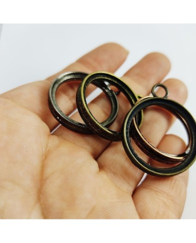 Eskitme Yuvarlak Üstten Kulplu  Reçine Metal Kolye Ucu Renk Seçmeli