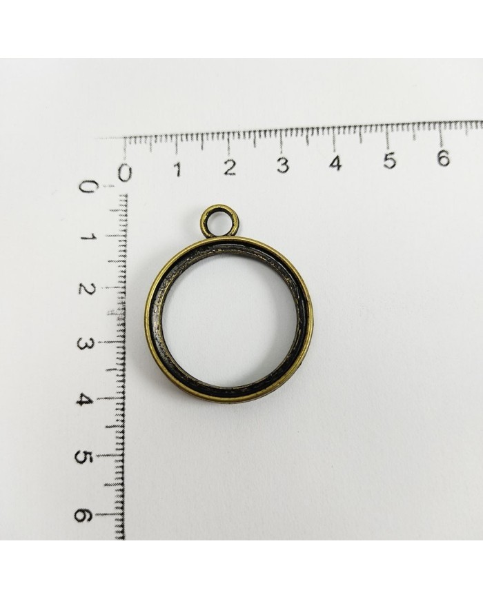 Eskitme Yuvarlak Üstten Kulplu  Reçine Metal Kolye Ucu Renk Seçmeli