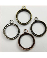 Eskitme Yuvarlak Üstten Kulplu  Reçine Metal Kolye Ucu Renk Seçmeli