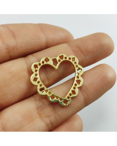 Kalp Çerçeve Model Gold Metal Kolye Ucu
