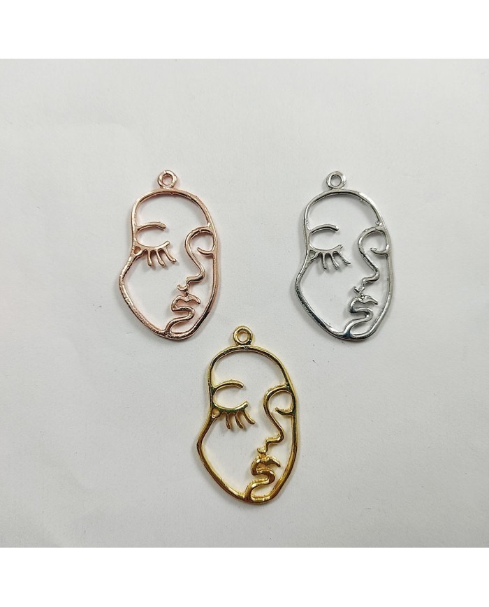 Metal Kolye Ucu - Kadın Yüzü Figürlü