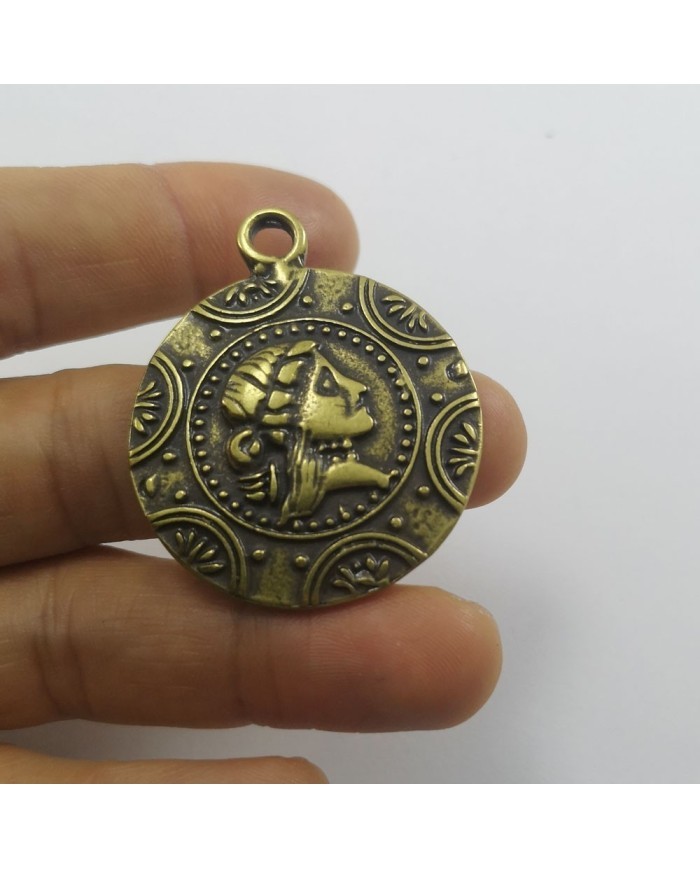 Metal Kolye Ucu - Portre - Gümüş