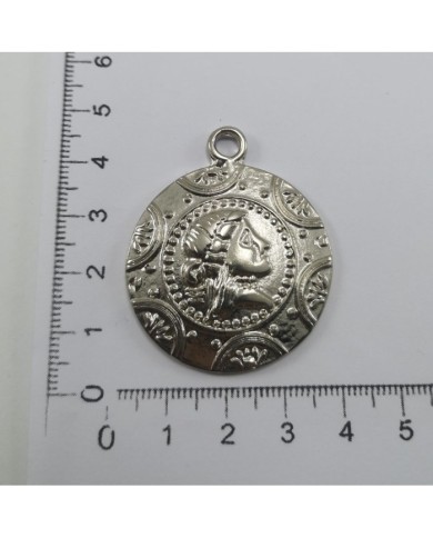 Metal Kolye Ucu - Portre - Gümüş