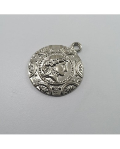 Metal Kolye Ucu - Portre - Gümüş