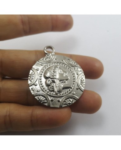 Metal Kolye Ucu - Portre - Gümüş