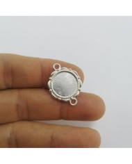 Metal Kolye Ucu - Gümüş Çift Kulplu Daire