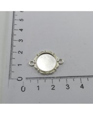 Metal Kolye Ucu - Gümüş Çift Kulplu Daire