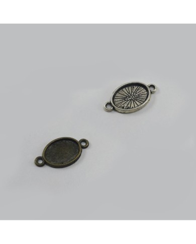Metal Kolye Ucu - Çift Kulplu Oval