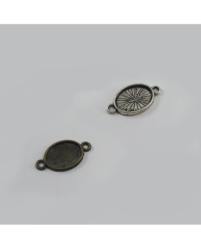 Metal Kolye Ucu - Çift Kulplu Oval