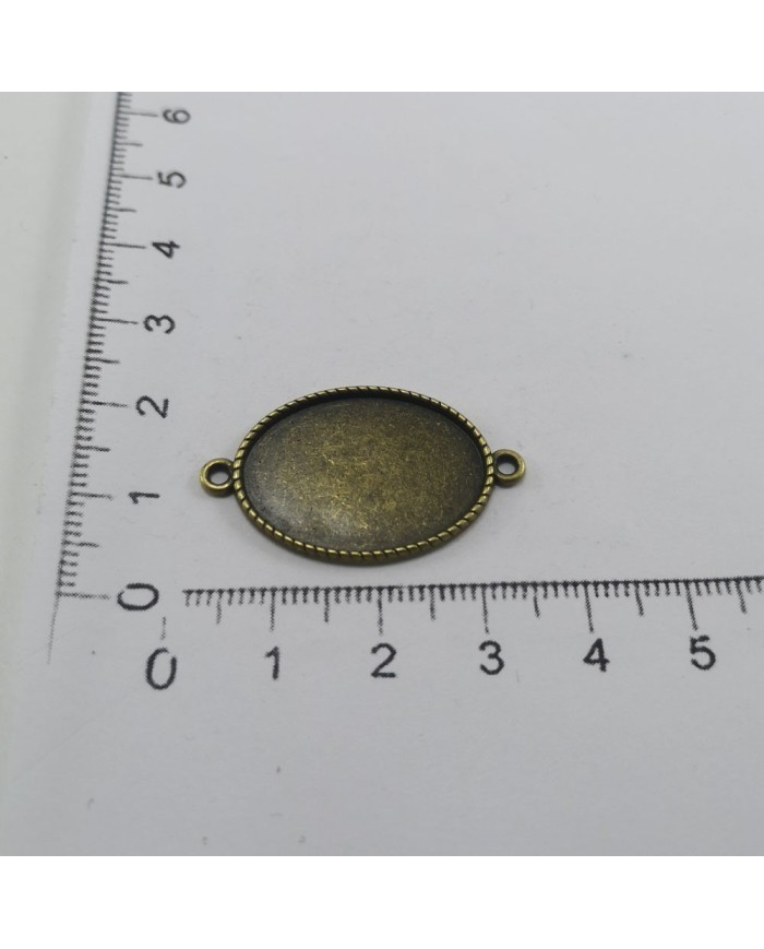 Metal Kolye Ucu - Oval Çift Kulplu