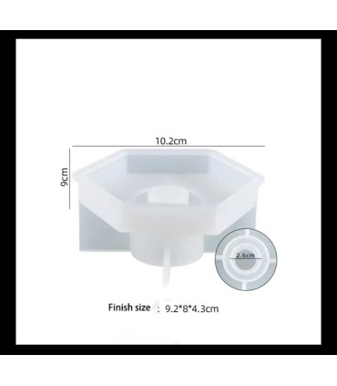 Altıgen Tabanlı Mum Altlığı Kalıbı - Hobi Silikon Kalıbı -Kod:304