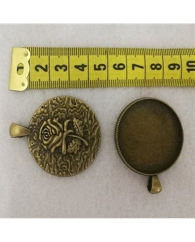 Metal Kolye Ucu Gül Baskılı