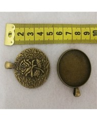 Metal Kolye Ucu Gül Baskılı