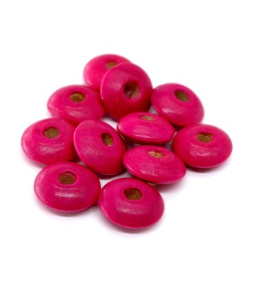 Ahşap Yassı Yuvarlak Boncuk - 500 Gram Pembe