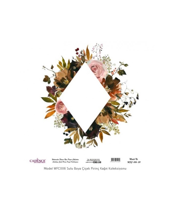 Model WFC006 Sulu Boya Çiçek Pirinç Kağıt Koleksiyonu 30x32