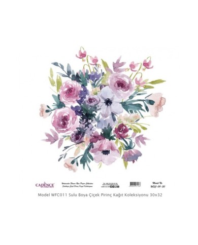 Model WFC011 Sulu Boya Çiçek Pirinç Kağıt Koleksiyonu 60x62