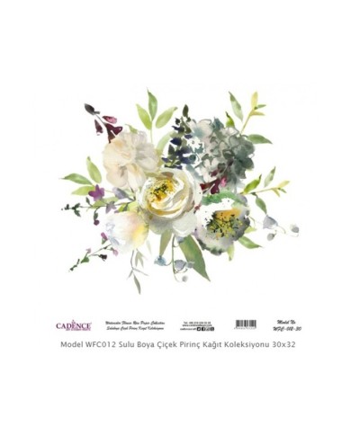 Model WFC012 Sulu Boya Çiçek Pirinç Kağıt Koleksiyonu 30x32