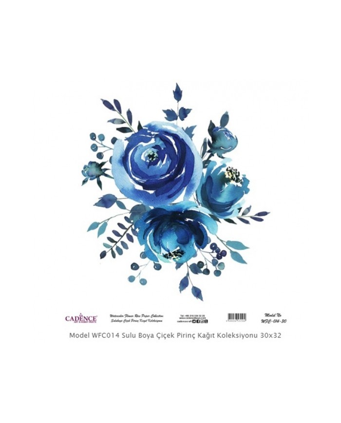 Model WFC014 Sulu Boya Çiçek Pirinç Kağıt Koleksiyonu 90x92
