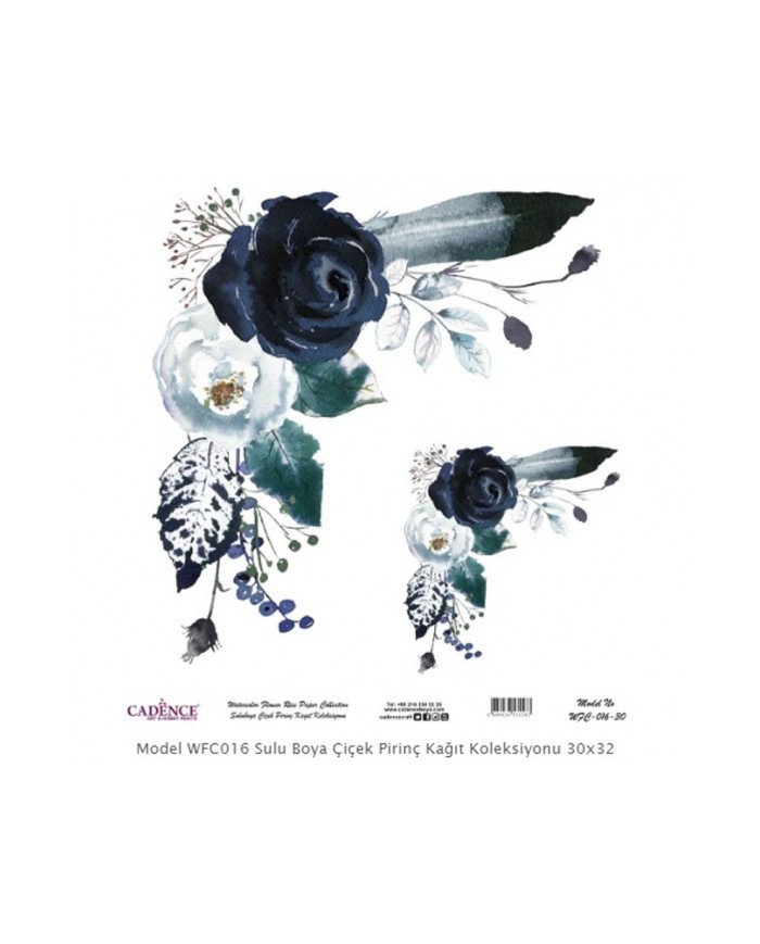 Model WFC016 Sulu Boya Çiçek Pirinç Kağıt Koleksiyonu 60x62