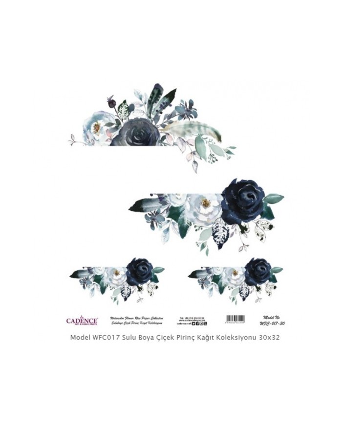 Model WFC017 Sulu Boya Çiçek Pirinç Kağıt Koleksiyonu 90x92