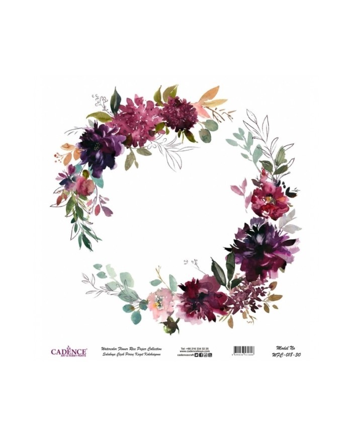 Model WFC018 Sulu Boya Çiçek Pirinç Kağıt Koleksiyonu 30x32