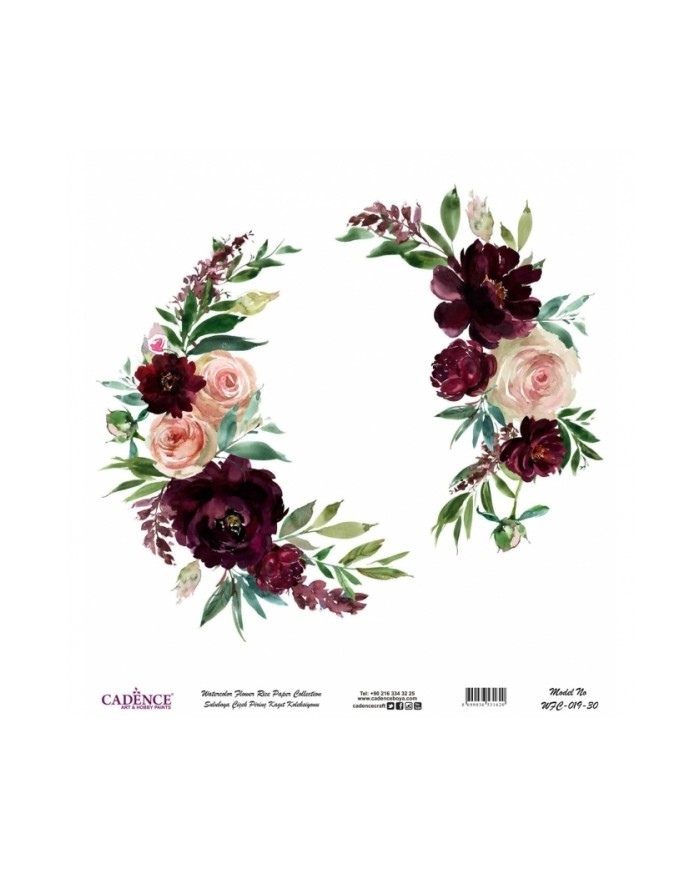 Model WFC019 Sulu Boya Çiçek Pirinç Kağıt Koleksiyonu 60x62