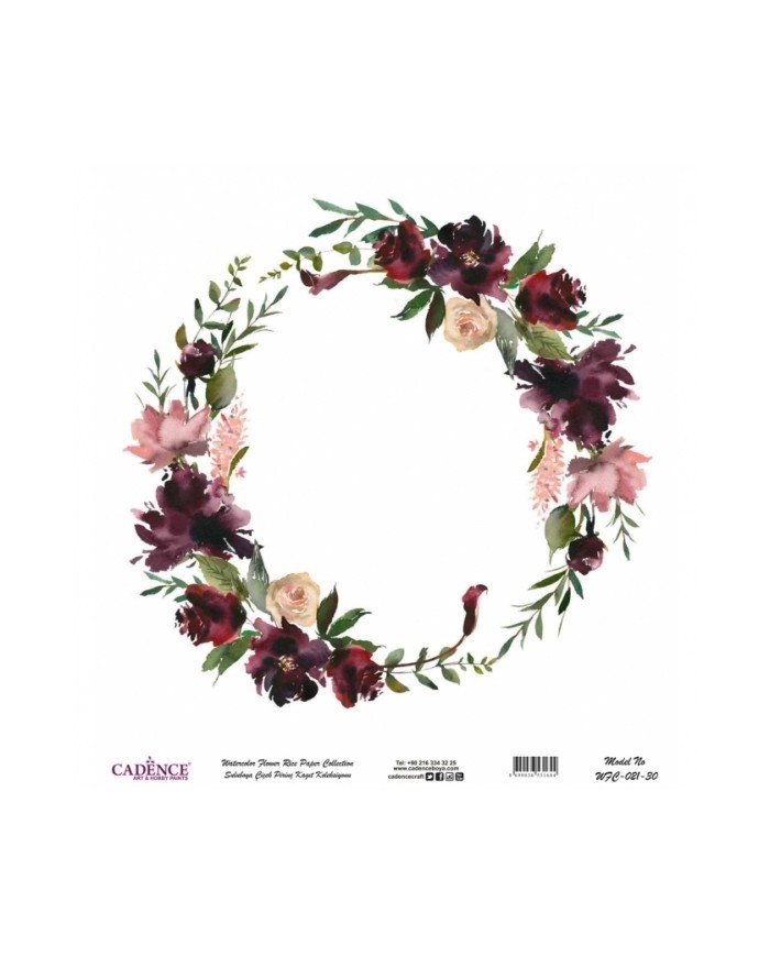 Model WFC021 Sulu Boya Çiçek Pirinç Kağıt Koleksiyonu 30x32