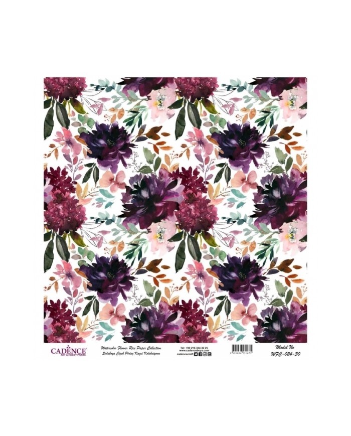 Model WFC024 Sulu Boya Çiçek Pirinç Kağıt Koleksiyonu 90x92