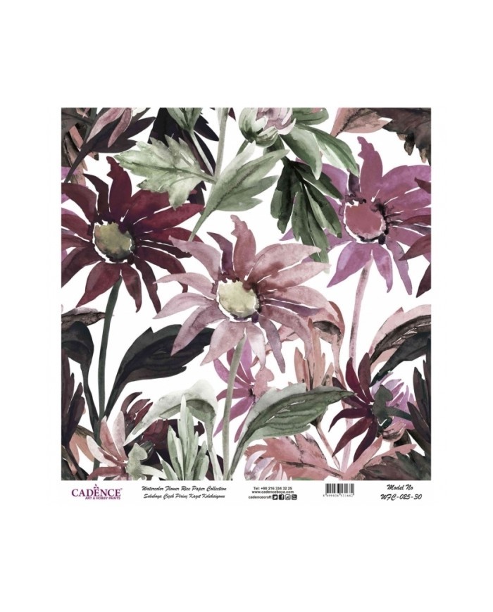 Model WFC025 Sulu Boya Çiçek Pirinç Kağıt Koleksiyonu 90x92