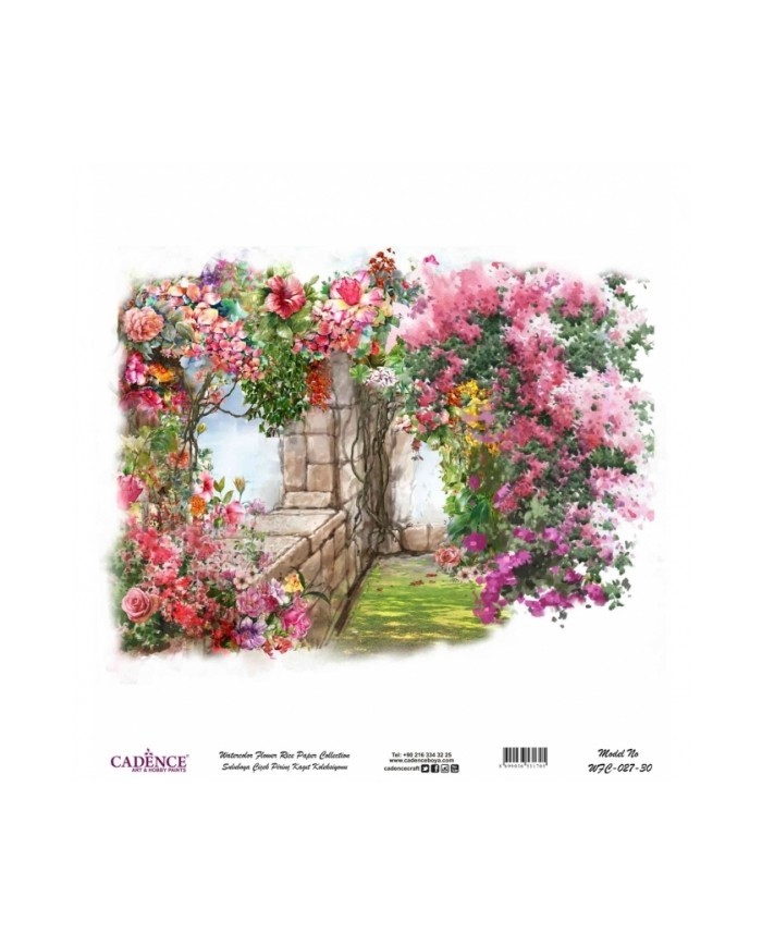 Model WFC027 Sulu Boya Çiçek Pirinç Kağıt Koleksiyonu 90x92