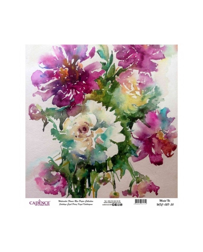 Model WFC028 Sulu Boya Çiçek Pirinç Kağıt Koleksiyonu 30x32
