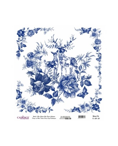 Model K001 Dünya'nın Mavi Tonları Pirinç Kağıt Dekopaj 90x92