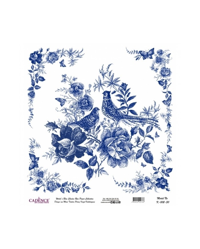 Model K002 Dünya'nın Mavi Tonları Pirinç Kağıt Dekopaj 60x62