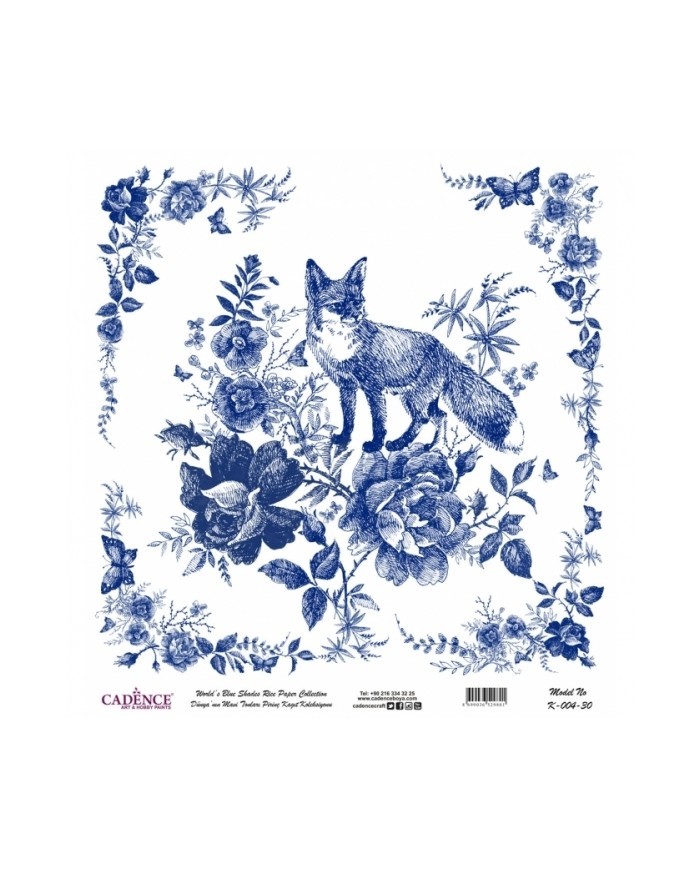 Model K004 Dünya'nın Mavi Tonları Pirinç Kağıt Dekopaj 90x92