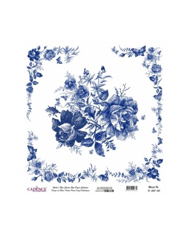 Model K007 Dünya'nın Mavi Tonları Pirinç Kağıt Dekopaj 60x62