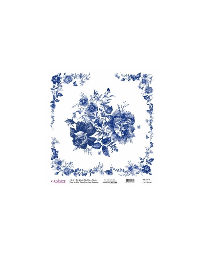 Model K007 Dünya'nın Mavi Tonları Pirinç Kağıt Dekopaj 90x92