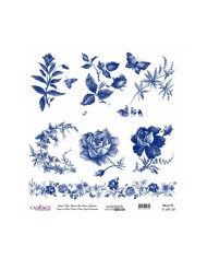 Model K008 Dünya'nın Mavi Tonları Pirinç Kağıt Dekopaj 30x32