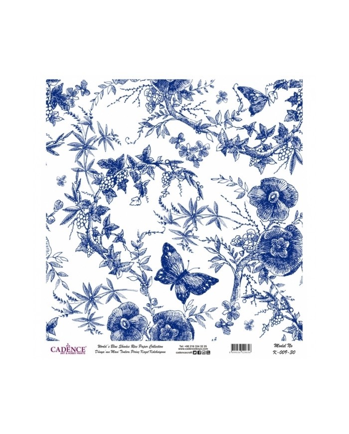 Model K009 Dünya'nın Mavi Tonları Pirinç Kağıt Dekopaj 90x92