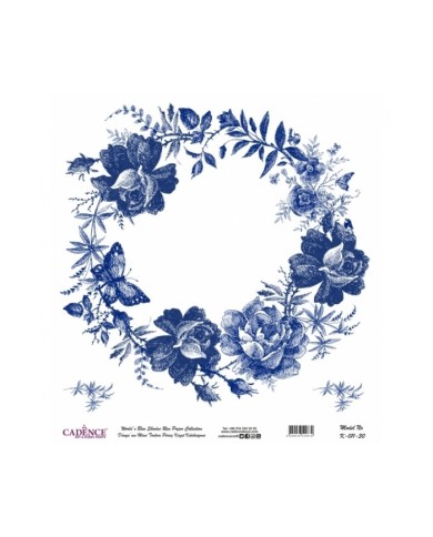 Model K011 Dünya'nın Mavi Tonları Pirinç Kağıt Dekopaj 90x92