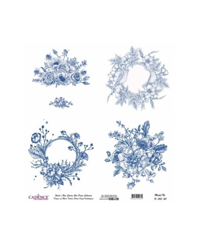 Model K013 Dünya'nın Mavi Tonları Pirinç Kağıt Dekopaj 60x62