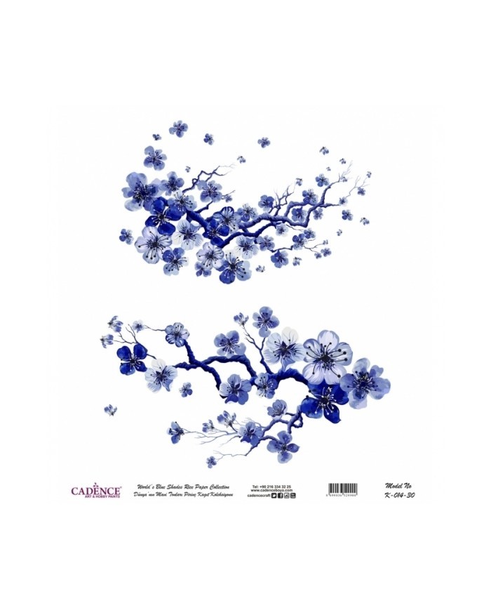 Model K014 Dünya'nın Mavi Tonları Pirinç Kağıt Dekopaj 90x92