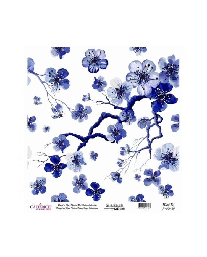 Model K015 Dünya'nın Mavi Tonları Pirinç Kağıt Dekopaj 90x92