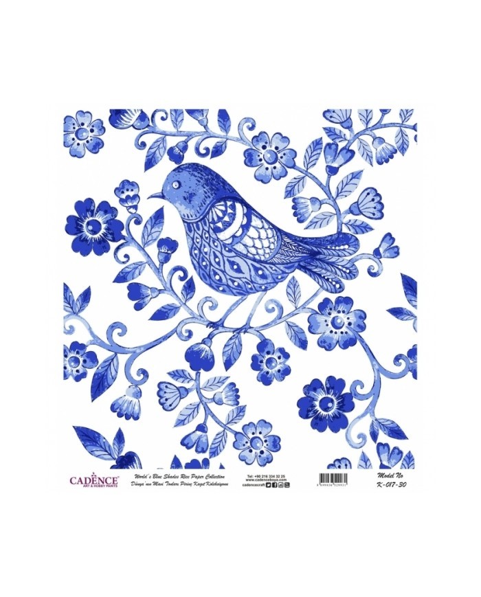 Model K017 Dünya'nın Mavi Tonları Pirinç Kağıt Dekopaj 30x32