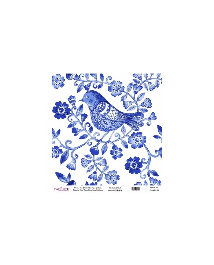 Model K017 Dünya'nın Mavi Tonları Pirinç Kağıt Dekopaj 90x92