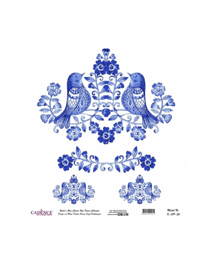 Model K019 Dünya'nın Mavi Tonları Pirinç Kağıt Dekopaj 60x62