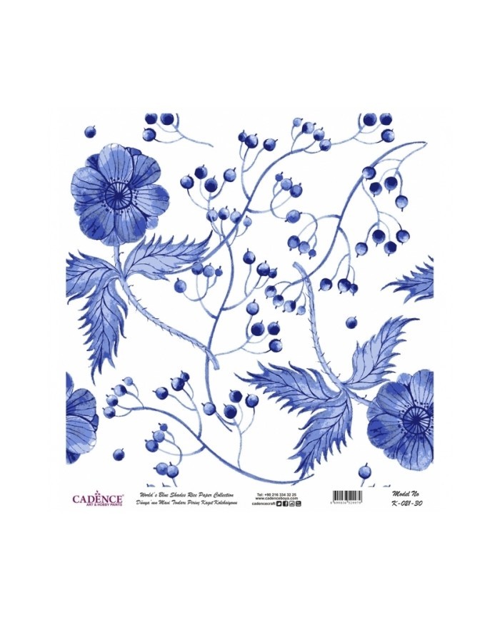 Model K021 Dünya'nın Mavi Tonları Pirinç Kağıt Dekopaj 30x32