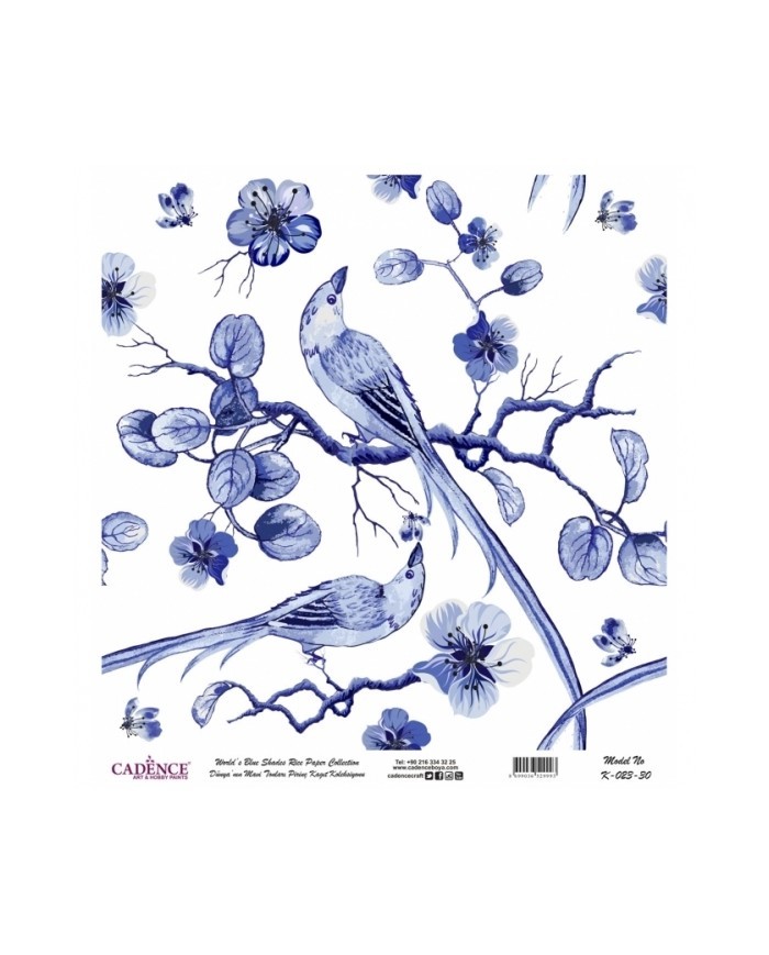 Model K023 Dünya'nın Mavi Tonları Pirinç Kağıt Dekopaj 60x62