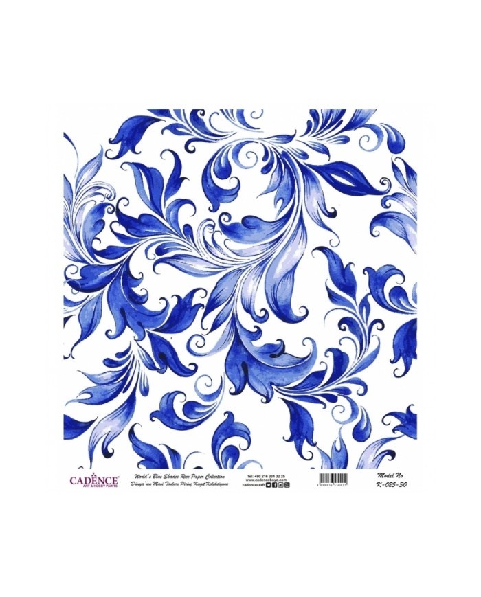 Model K025 Dünya'nın Mavi Tonları Pirinç Kağıt Dekopaj 30x32